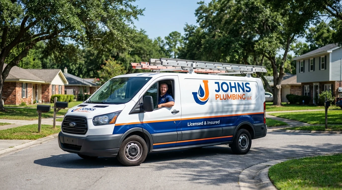 Johns Plumbing LLC service van in Sheridan, IL