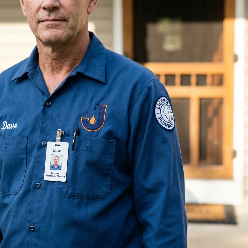 Licensed plumber showing ID badge in Sheridan, IL