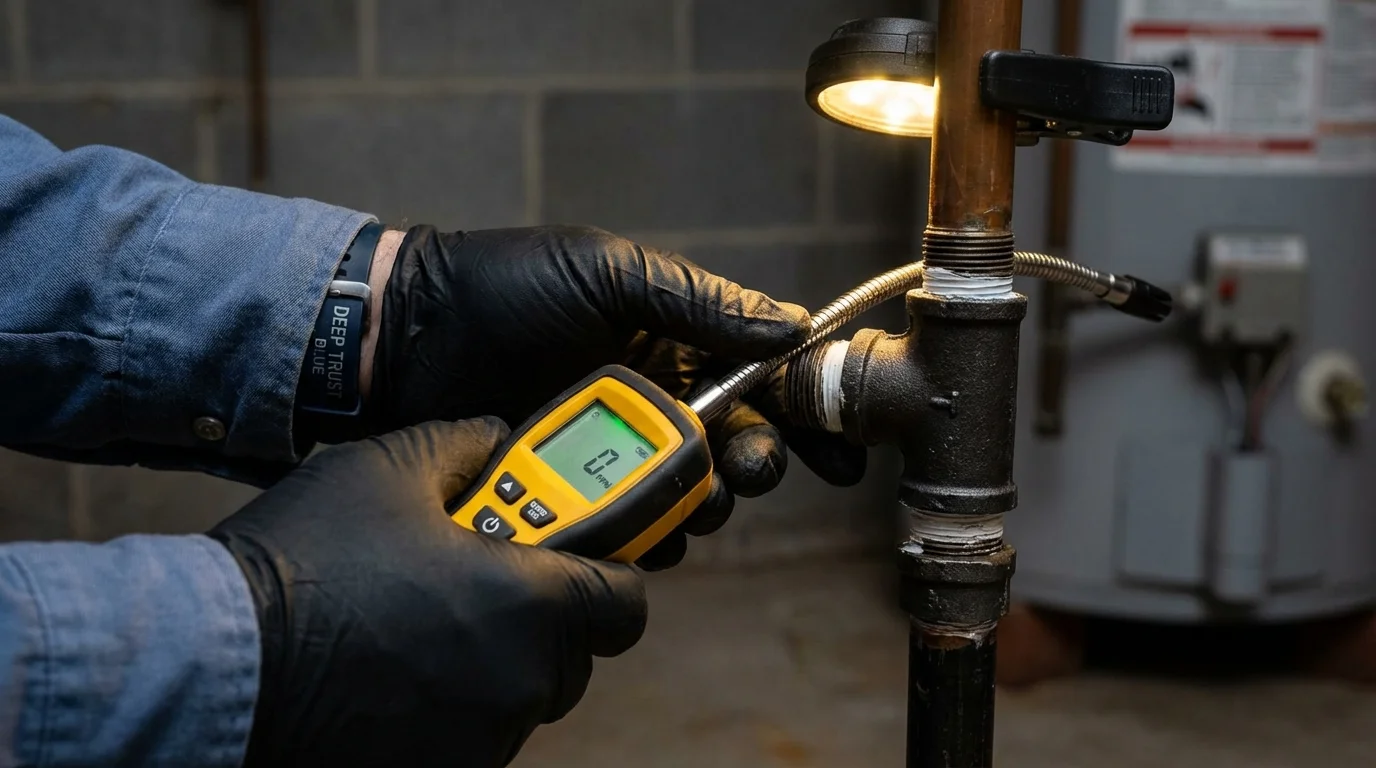 Gas leak detection with electronic sniffer by Johns Plumbing LLC in Sheridan